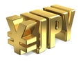 Japanese yen JPY golden currency sign 3D