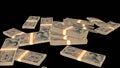 1000 Japanese yen money composition. Financial background. Many banknotes and wads of money. Cash. 3D render.