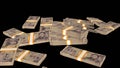5000 Japanese yen money composition. Financial background. Many banknotes and wads of money. Cash. 3D render.