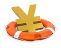 Japanese Yen Sign in Lifebuoy Isolated