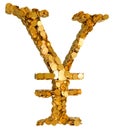 Japanese Yen. Symbol shaped with coins