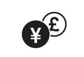 Japanese yen to british pound currency exchange icon Royalty Free Stock Photo