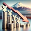 Japanese Yen Weakening with Mount Fuji Background Royalty Free Stock Photo