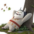 Japanese yokai character, blending folklore and captivating cartoon design.