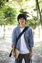 Japanese young man, bicycle and college student