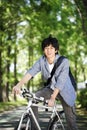 Japanese young man, bicycle and college student