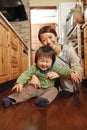 Japanese young parents and children Royalty Free Stock Photo