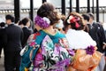 Japanese young women wearing traditional kimono Royalty Free Stock Photo