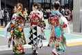 Japanese young women wearing traditional Kimono