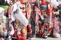 Japanese young women wearing traditional kimono Royalty Free Stock Photo