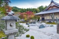 Japanese zen garden during autumn at Enkoji temple in Kyoto, Japan