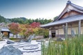 Japanese zen garden during autumn at Enkoji temple in Kyoto, Japan