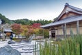 Japanese zen garden during autumn at Enkoji temple in Kyoto, Japan