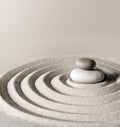 Japanese zen garden meditation stone, concentration and relaxation sand and rock for harmony and balance Royalty Free Stock Photo