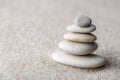 Japanese zen garden meditation stone for concentration and relaxation sand and rock for harmony and balance in pure simplicity Royalty Free Stock Photo