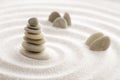 Japanese zen garden meditation stone for concentration and relaxation sand and rock for harmony and balance in pure simplicity - m Royalty Free Stock Photo
