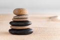 Japanese zen garden with stone in raked sand Royalty Free Stock Photo