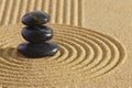 Japanese ZEN garden with stone in textured sand Royalty Free Stock Photo