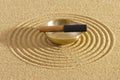 Japanese ZEN garden with stone in textured sand