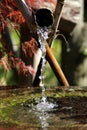 Japanese zen garden with a water fountain Royalty Free Stock Photo