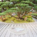 Japanese ZEN garden zen garden meditation stone in lines sand