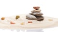 Japanese zen stone garden and sea stones on beach sand Royalty Free Stock Photo