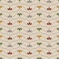 Japanese Zigzag Flower Stripe Vector Seamless Pattern Royalty Free Stock Photo
