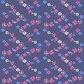 Japanese Zigzag Flower Vector Seamless Pattern