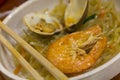Japchae Korean Noodles with seafood