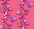 Seamless floral pattern with sakura flowers and ornamental decorative background. Vector pattern. Print for textile, cloth, wallp