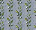 Vector ornamental hand drawing decorative background. Twigs and flowers seamless pattern ornament. Vector pattern