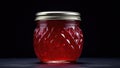 A jar of berries jam macro on black background Royalty Free Stock Photo