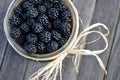 Jar of Blackberries / wooden background