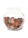 Jar of British currency coins Royalty Free Stock Photo