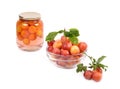 Jar of cherry plum compote Royalty Free Stock Photo
