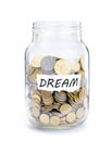 Jar with coins on Dream Royalty Free Stock Photo