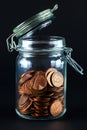 Jar of coins Royalty Free Stock Photo
