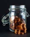 Jar of coins Royalty Free Stock Photo