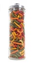 Jar of colourful pasta Royalty Free Stock Photo