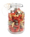 Jar of colourful pasta Royalty Free Stock Photo