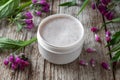 Comfrey root ointment with fresh symphytum plant