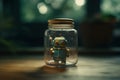 A jar containing a tiny robot