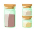 Jar with cooking spices and ingredients, pepper, garlic, paprika, curry vector illustration.