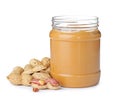 Jar with creamy peanut butter Royalty Free Stock Photo