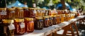 Jar of delicious honey on the table, looks delicios