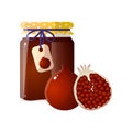 A jar of delicious sweet jam. Beautiful bank with your favorite delicacy