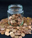 Jar with Euro-cent coins Royalty Free Stock Photo