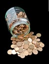 Jar with Euro-cent coins Royalty Free Stock Photo