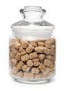 Jar of extruded oats bran pellets Royalty Free Stock Photo