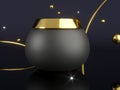 Jar Face cream liquid. Stars dark sky and golden drops.